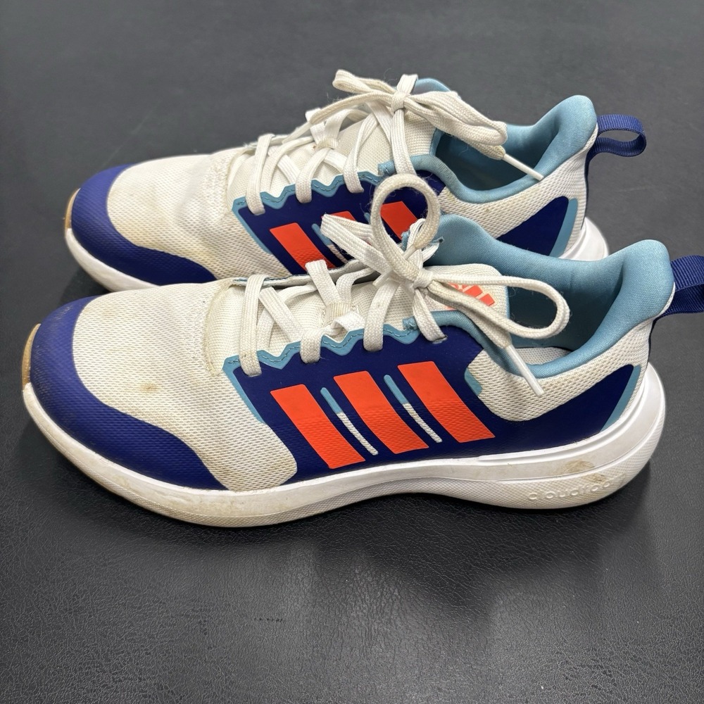 Adidas Fortarun 2.0 K Men's Size 6.5 Shoes White Blue Laces Sportswear Athletic